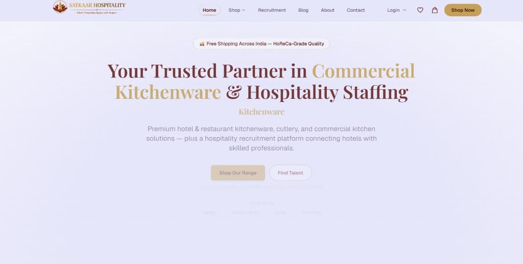 Satkaar Hospitality website preview